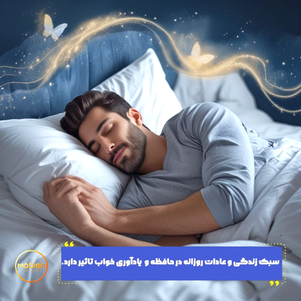 راهکارهای داشتن خواب منظم و باکیفیت- مردی در تصویر با آسودگی و آسایش خوابیده است - برند Mobion با شعار SMART GADGET